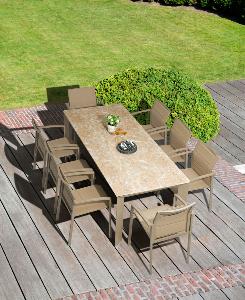 Mesa comedor aluminio exterior Orick Taupe